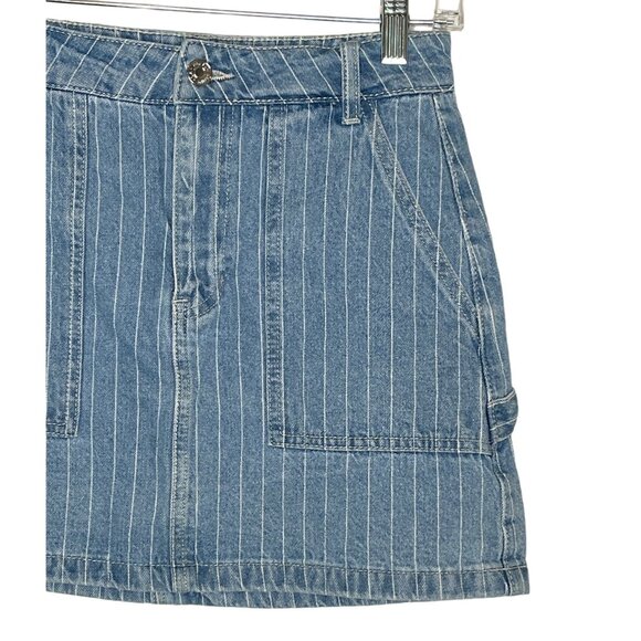 PacSun Blue Pinstripe Denim Mini Skirt Womens 26 Y2K Casual Utility Style - Picture 3 of 12